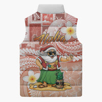 Hawaii Mele Kalikimaka Sleeveless Puffer Jacket Hula Santa Retro Style Red LT05 - Polynesian Pride