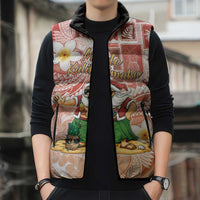 Hawaii Mele Kalikimaka Sleeveless Puffer Jacket Hula Santa Retro Style Red LT05 - Polynesian Pride