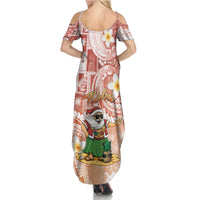 Hawaii Mele Kalikimaka Summer Maxi Dress Hula Santa Retro Style Red LT05 - Polynesian Pride