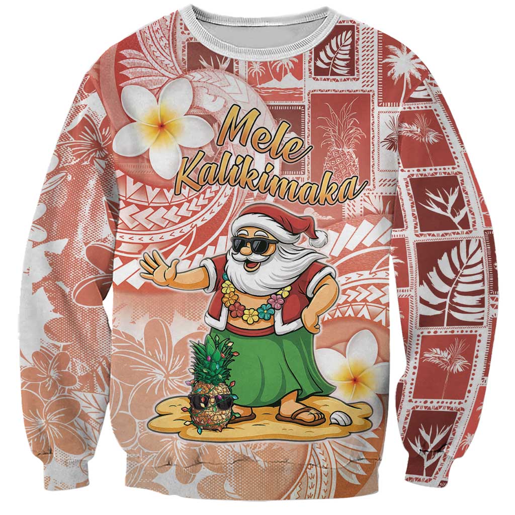 Hawaii Mele Kalikimaka Sweatshirt Hula Santa Retro Style Red LT05 Unisex Red - Polynesian Pride