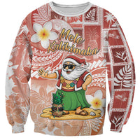 Hawaii Mele Kalikimaka Sweatshirt Hula Santa Retro Style Red LT05 Unisex Red - Polynesian Pride