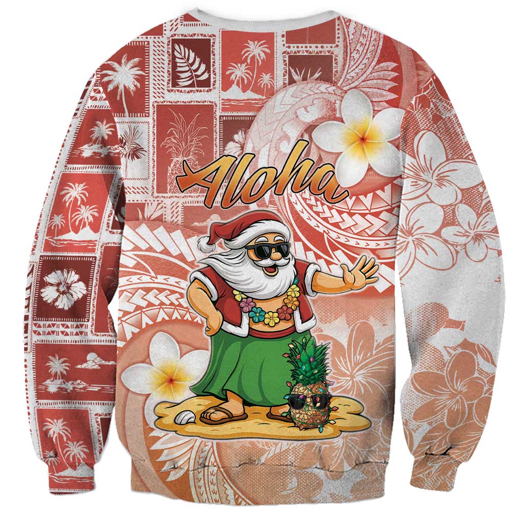Hawaii Mele Kalikimaka Sweatshirt Hula Santa Retro Style Red LT05 - Polynesian Pride