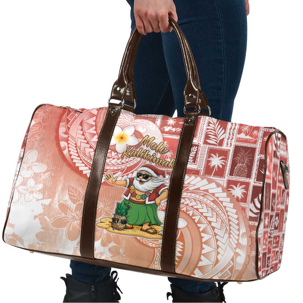 Hawaii Mele Kalikimaka Travel Bag Hula Santa Retro Style Red LT05 - Polynesian Pride