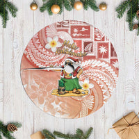 Hawaii Mele Kalikimaka Tree Skirt Hula Santa Retro Style Red LT05 Casual Red - Polynesian Pride