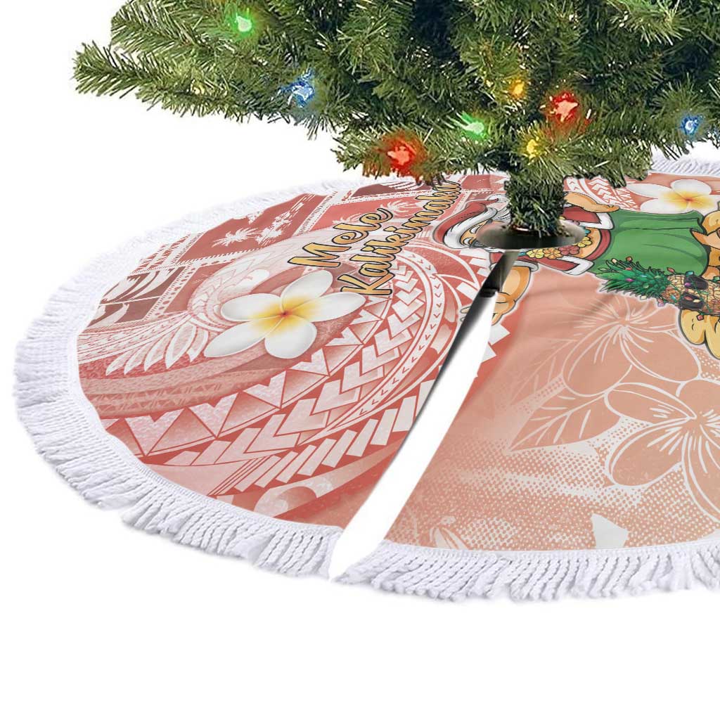 Hawaii Mele Kalikimaka Tree Skirt Hula Santa Retro Style Red LT05 - Polynesian Pride
