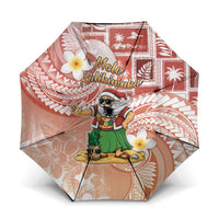 Hawaii Mele Kalikimaka Umbrella Hula Santa Retro Style Red LT05 One Size Folded 11.42 inch Opened Diameter 37.4 inch Red - Polynesian Pride