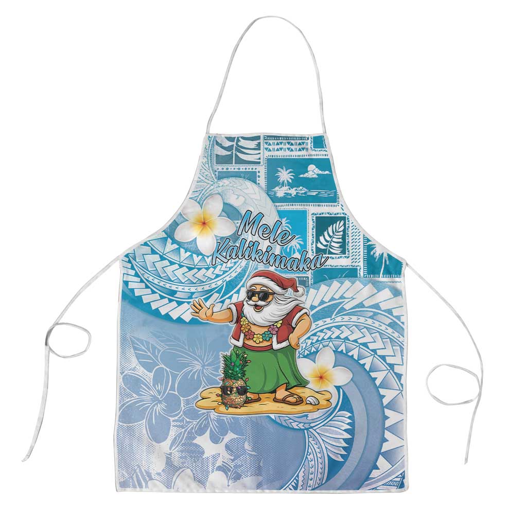 Hawaii Mele Kalikimaka Apron Hula Santa Retro Style Blue LT05 Blue - Polynesian Pride