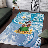 Hawaii Mele Kalikimaka Area Rug Hula Santa Retro Style Blue LT05 Blue - Polynesian Pride