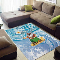Hawaii Mele Kalikimaka Area Rug Hula Santa Retro Style Blue LT05 - Polynesian Pride