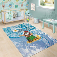 Hawaii Mele Kalikimaka Area Rug Hula Santa Retro Style Blue LT05 - Polynesian Pride
