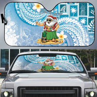 Hawaii Mele Kalikimaka Auto Sun Shade Hula Santa Retro Style Blue LT05 Blue - Polynesian Pride