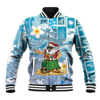 Hawaii Mele Kalikimaka Baseball Jacket Hula Santa Retro Style Blue LT05 Unisex Blue - Polynesian Pride