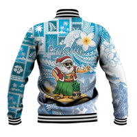 Hawaii Mele Kalikimaka Baseball Jacket Hula Santa Retro Style Blue LT05 - Polynesian Pride