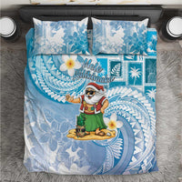 Hawaii Mele Kalikimaka Bedding Set Hula Santa Retro Style Blue LT05 Blue - Polynesian Pride