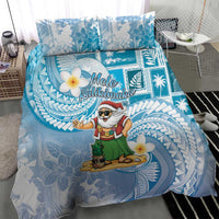 Hawaii Mele Kalikimaka Bedding Set Hula Santa Retro Style Blue LT05 - Polynesian Pride
