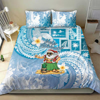 Hawaii Mele Kalikimaka Bedding Set Hula Santa Retro Style Blue LT05 - Polynesian Pride