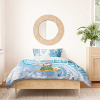Hawaii Mele Kalikimaka Bedding Set Hula Santa Retro Style Blue LT05 - Polynesian Pride