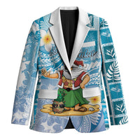 Hawaii Mele Kalikimaka Blazer Hula Santa Retro Style Blue LT05 Unisex Blue - Polynesian Pride