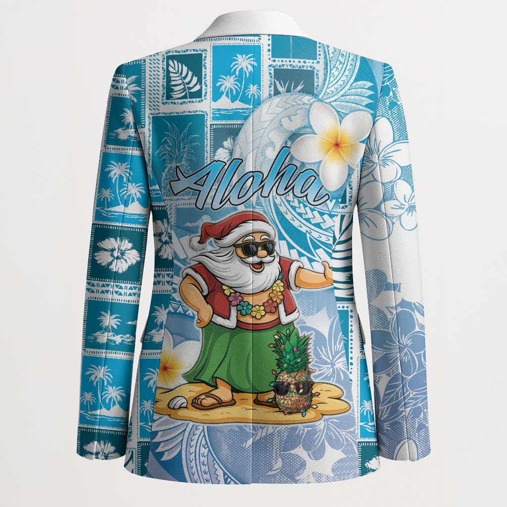 Hawaii Mele Kalikimaka Blazer Hula Santa Retro Style Blue LT05 - Polynesian Pride