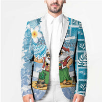 Hawaii Mele Kalikimaka Blazer Hula Santa Retro Style Blue LT05 - Polynesian Pride