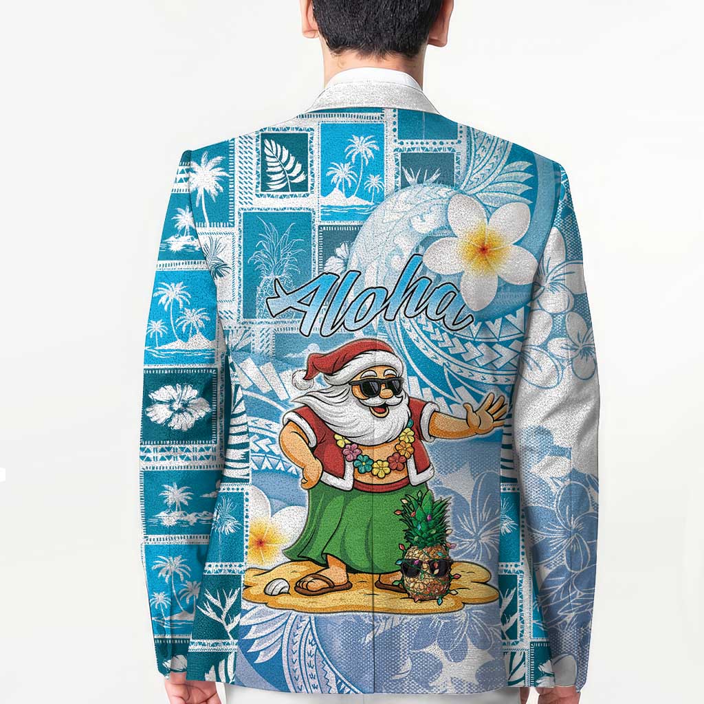 Hawaii Mele Kalikimaka Blazer Hula Santa Retro Style Blue LT05 - Polynesian Pride