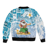 Hawaii Mele Kalikimaka Bomber Jacket Hula Santa Retro Style Blue LT05 - Polynesian Pride