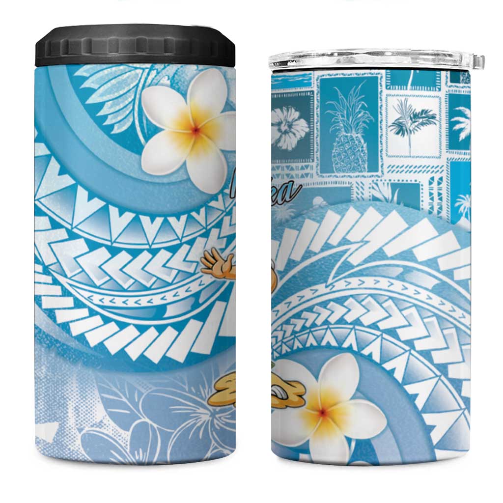 Hawaii Mele Kalikimaka 4 in 1 Can Cooler Tumbler Hula Santa Retro Style Blue LT05 One Size: 16 oz Blue - Polynesian Pride