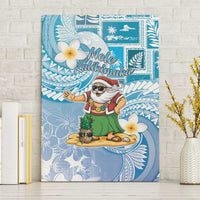 Hawaii Mele Kalikimaka Canvas Wall Art Hula Santa Retro Style Blue LT05 Without Frame Blue - Polynesian Pride