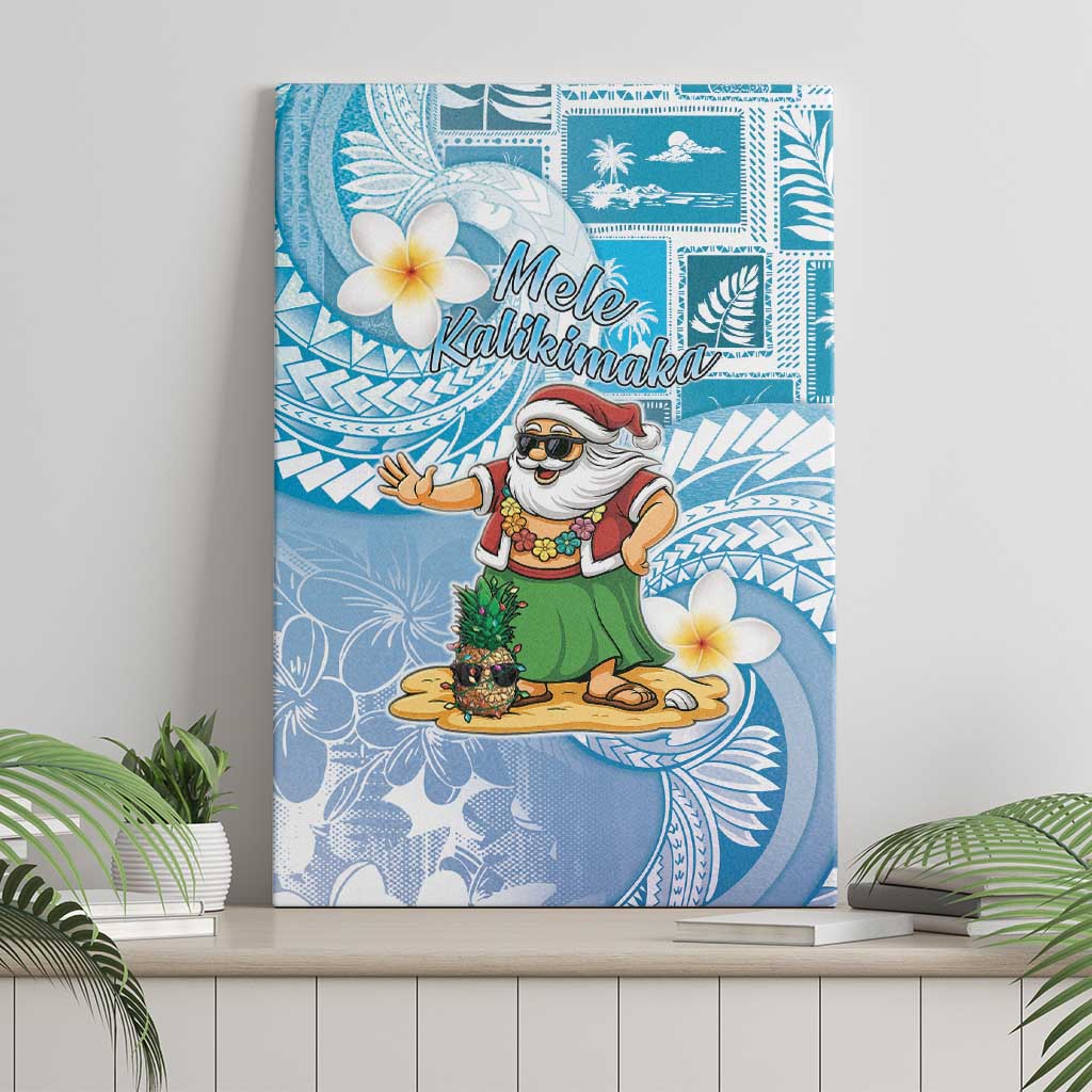 Hawaii Mele Kalikimaka Canvas Wall Art Hula Santa Retro Style Blue LT05 - Polynesian Pride