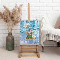 Hawaii Mele Kalikimaka Canvas Wall Art Hula Santa Retro Style Blue LT05 - Polynesian Pride