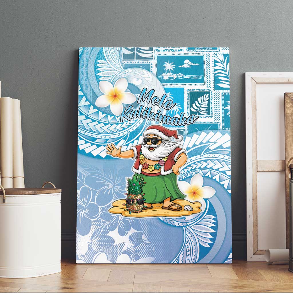 Hawaii Mele Kalikimaka Canvas Wall Art Hula Santa Retro Style Blue LT05 - Polynesian Pride