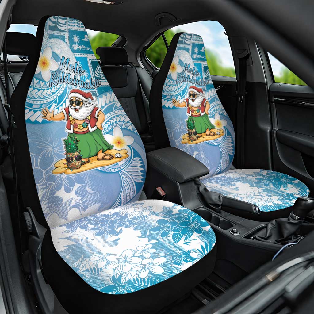 Hawaii Mele Kalikimaka Car Seat Cover Hula Santa Retro Style Blue LT05 One Size Blue - Polynesian Pride