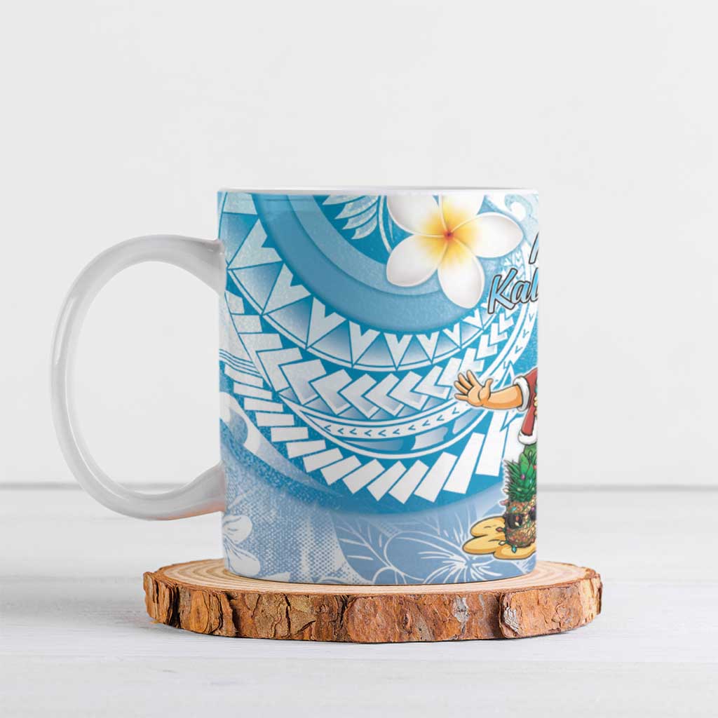 Hawaii Mele Kalikimaka Ceramic Mug Hula Santa Retro Style Blue LT05 Blue - Polynesian Pride