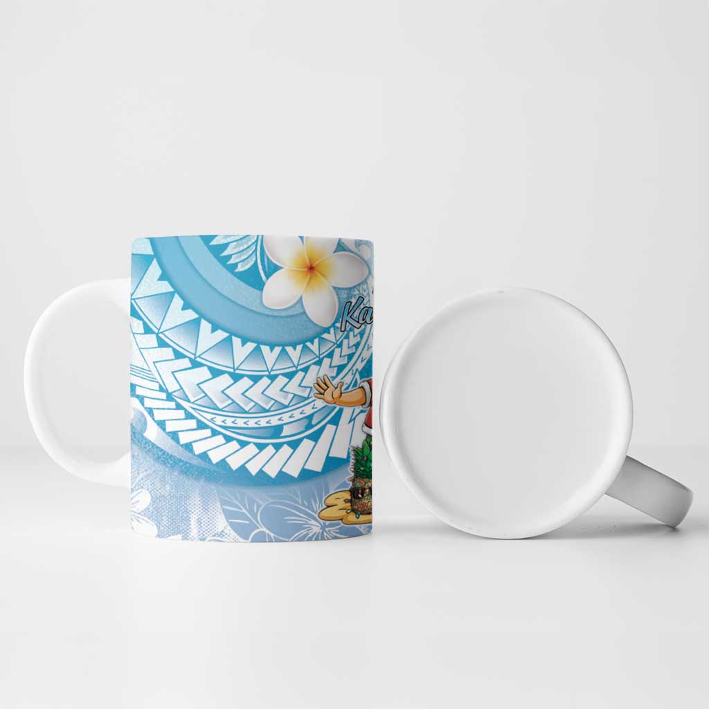 Hawaii Mele Kalikimaka Ceramic Mug Hula Santa Retro Style Blue LT05 - Polynesian Pride