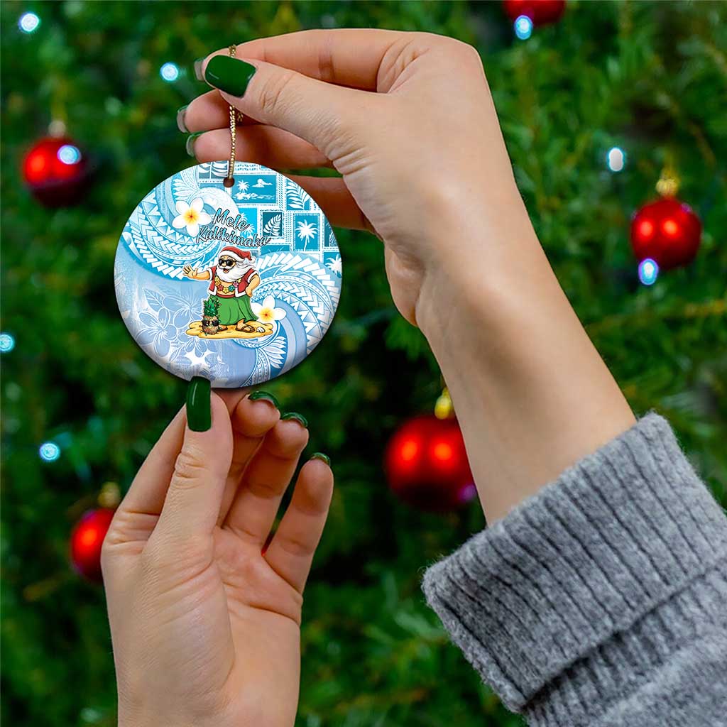 Hawaii Mele Kalikimaka Ceramic Ornament Hula Santa Retro Style Blue LT05 - Polynesian Pride