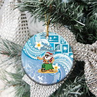 Hawaii Mele Kalikimaka Ceramic Ornament Hula Santa Retro Style Blue LT05 - Polynesian Pride