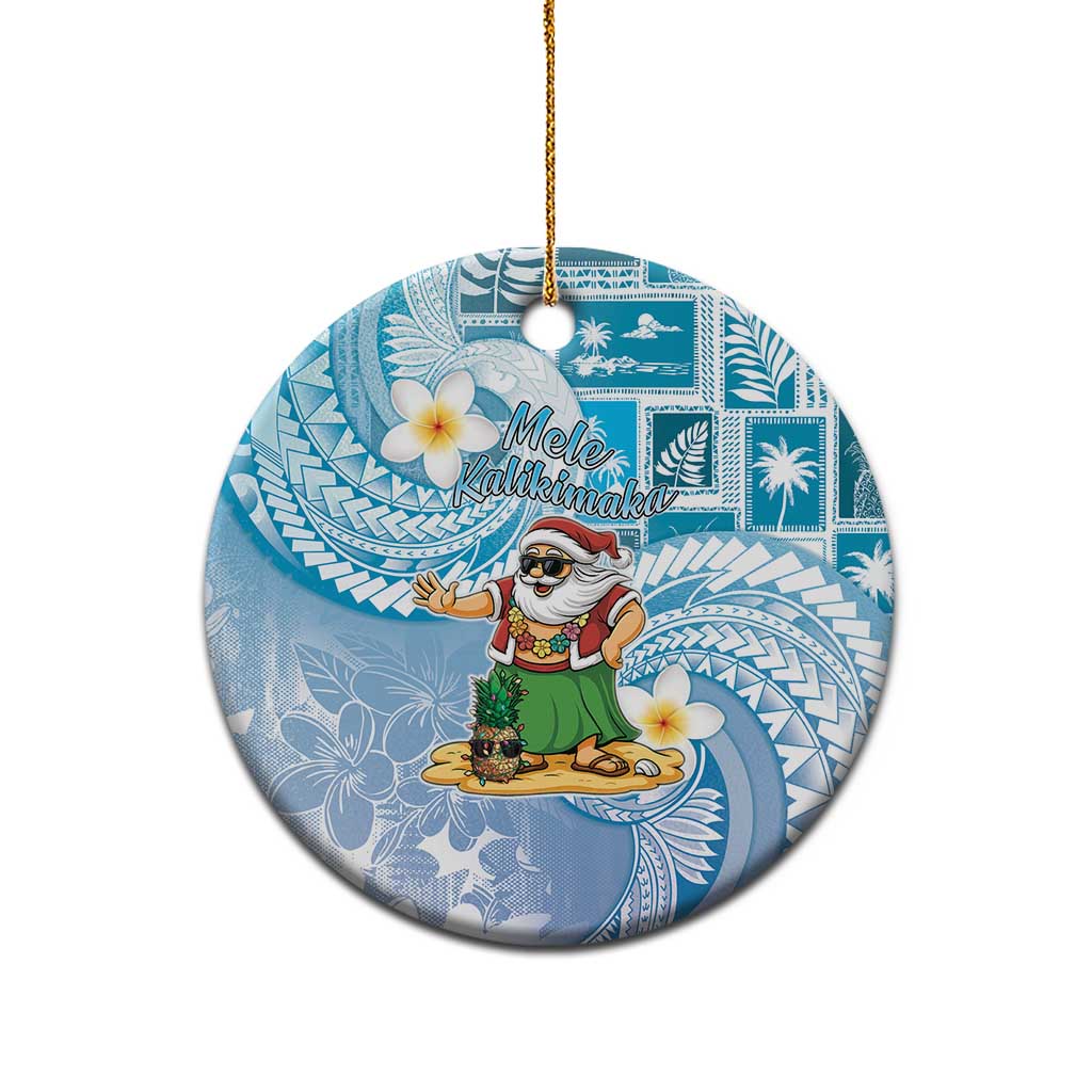 Hawaii Mele Kalikimaka Ceramic Ornament Hula Santa Retro Style Blue LT05 - Polynesian Pride