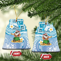 Hawaii Mele Kalikimaka Ceramic Ornament Hula Santa Retro Style Blue LT05 Bell Flake Blue - Polynesian Pride