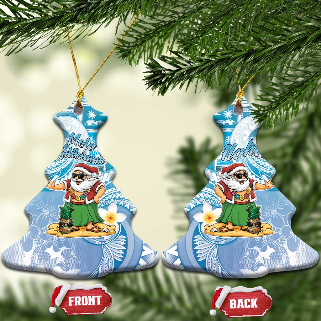 Hawaii Mele Kalikimaka Ceramic Ornament Hula Santa Retro Style Blue LT05 Christmas Tree Blue - Polynesian Pride