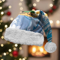 Hawaii Mele Kalikimaka Christmas Santa Hat Hula Santa Retro Style Blue LT05 With Fur Blue - Polynesian Pride