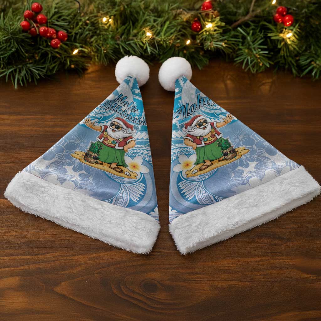 Hawaii Mele Kalikimaka Christmas Santa Hat Hula Santa Retro Style Blue LT05 - Polynesian Pride