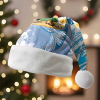 Hawaii Mele Kalikimaka Christmas Santa Hat Hula Santa Retro Style Blue LT05 Without Fur Blue - Polynesian Pride