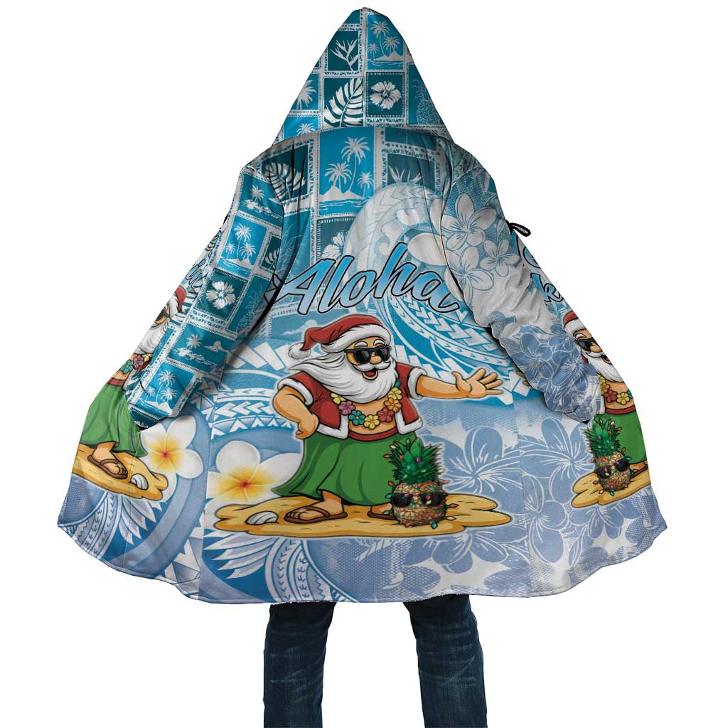 Hawaii Mele Kalikimaka Cloak Hula Santa Retro Style Blue LT05 Unisex Blue - Polynesian Pride