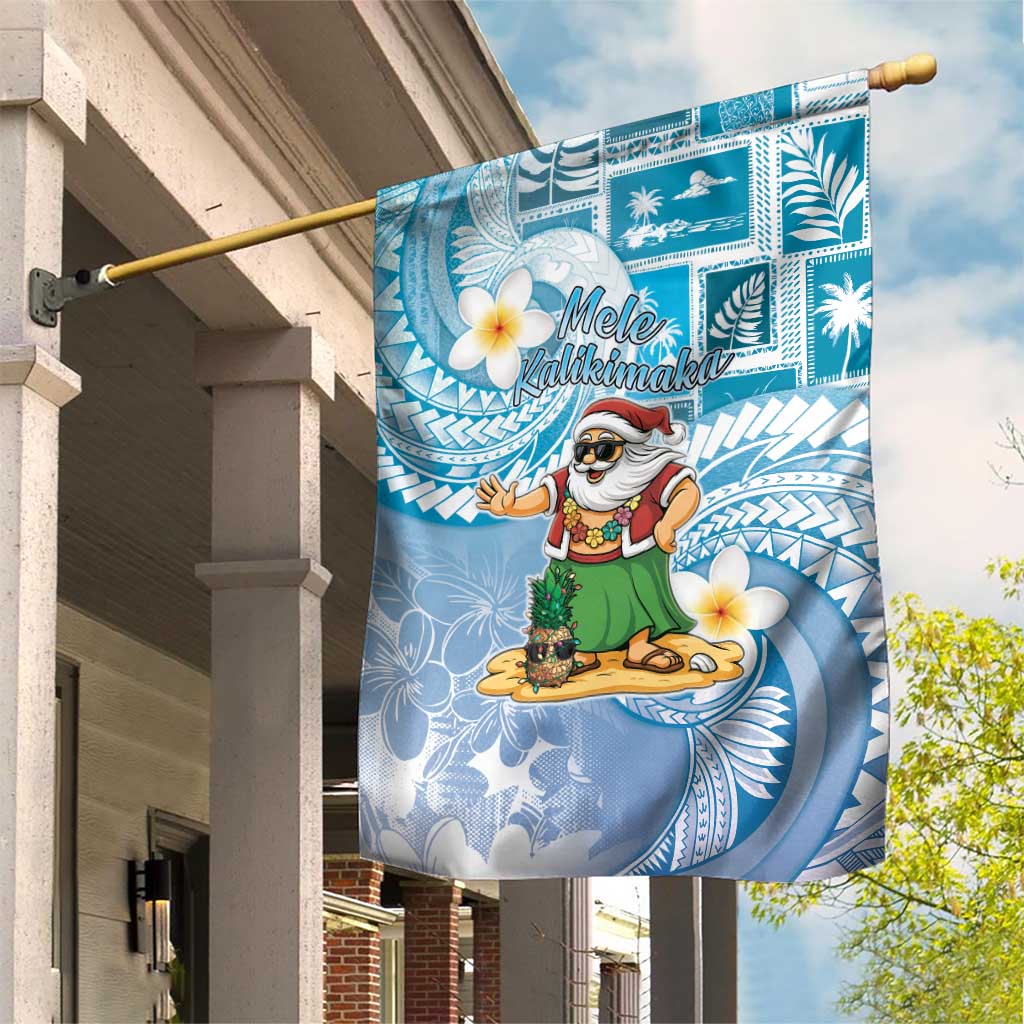 Hawaii Mele Kalikimaka Garden Flag Hula Santa Retro Style Blue LT05 House Flag Blue - Polynesian Pride