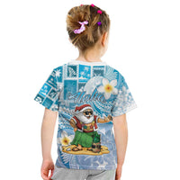 Hawaii Mele Kalikimaka Kid T Shirt Hula Santa Retro Style Blue LT05 - Polynesian Pride