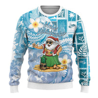 Hawaii Mele Kalikimaka Ugly Christmas Sweater Hula Santa Retro Style Blue LT05 - Polynesian Pride