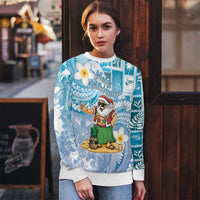 Hawaii Mele Kalikimaka Ugly Christmas Sweater Hula Santa Retro Style Blue LT05 - Polynesian Pride
