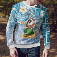 Hawaii Mele Kalikimaka Ugly Christmas Sweater Hula Santa Retro Style Blue LT05 - Polynesian Pride