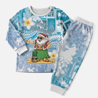 Hawaii Mele Kalikimaka Christmas Pajama Set Hula Santa Retro Style Blue LT05 Men Blue - Polynesian Pride
