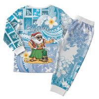 Hawaii Mele Kalikimaka Christmas Pajama Set Hula Santa Retro Style Blue LT05 - Polynesian Pride